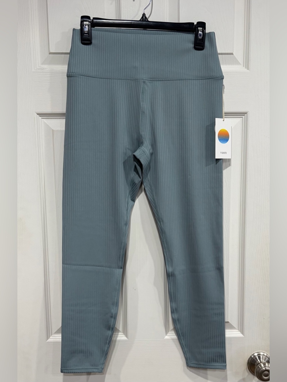 Vuori Women's Large Inversion Rib Legging Mist Blue NWT 24.5" Inseam High Rise